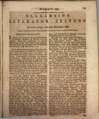 Allgemeine Literatur-Zeitung (Literarisches Zentralblatt für Deutschland) Donnerstag 8. Dezember 1785