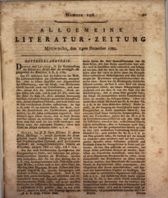 Allgemeine Literatur-Zeitung (Literarisches Zentralblatt für Deutschland) Mittwoch 14. Dezember 1785