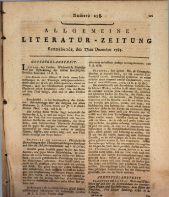 Allgemeine Literatur-Zeitung (Literarisches Zentralblatt für Deutschland) Samstag 17. Dezember 1785