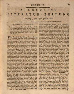 Allgemeine Literatur-Zeitung (Literarisches Zentralblatt für Deutschland) Freitag 13. Januar 1786