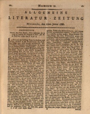 Allgemeine Literatur-Zeitung (Literarisches Zentralblatt für Deutschland) Mittwoch 25. Januar 1786