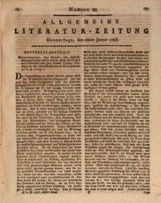 Allgemeine Literatur-Zeitung (Literarisches Zentralblatt für Deutschland) Donnerstag 26. Januar 1786