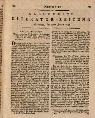 Allgemeine Literatur-Zeitung (Literarisches Zentralblatt für Deutschland) Montag 30. Januar 1786