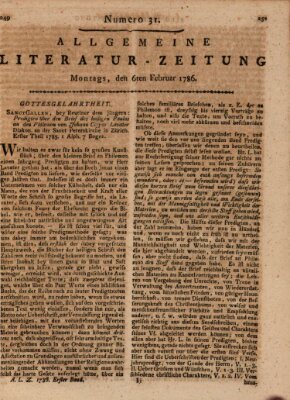 Allgemeine Literatur-Zeitung (Literarisches Zentralblatt für Deutschland) Montag 6. Februar 1786