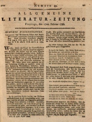 Allgemeine Literatur-Zeitung (Literarisches Zentralblatt für Deutschland) Freitag 17. Februar 1786