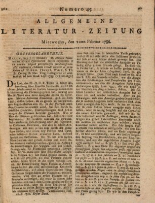 Allgemeine Literatur-Zeitung (Literarisches Zentralblatt für Deutschland) Mittwoch 22. Februar 1786