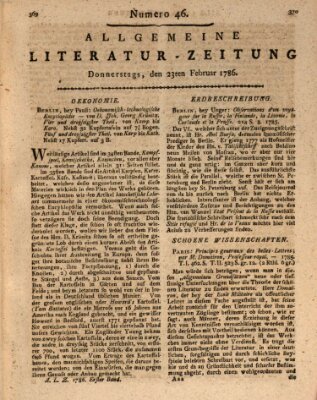 Allgemeine Literatur-Zeitung (Literarisches Zentralblatt für Deutschland) Donnerstag 23. Februar 1786