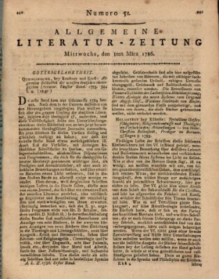 Allgemeine Literatur-Zeitung (Literarisches Zentralblatt für Deutschland) Mittwoch 1. März 1786