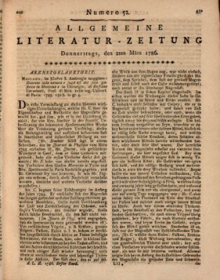 Allgemeine Literatur-Zeitung (Literarisches Zentralblatt für Deutschland) Donnerstag 2. März 1786