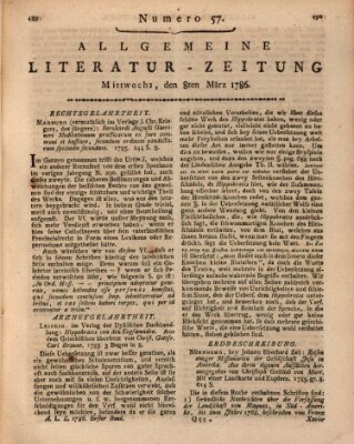 Allgemeine Literatur-Zeitung (Literarisches Zentralblatt für Deutschland) Mittwoch 8. März 1786