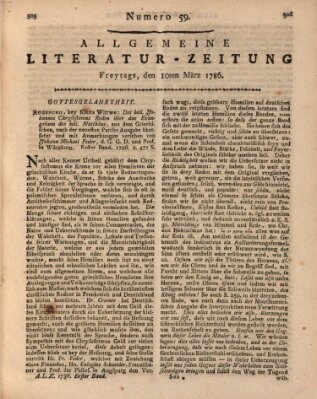 Allgemeine Literatur-Zeitung (Literarisches Zentralblatt für Deutschland) Freitag 10. März 1786