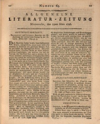 Allgemeine Literatur-Zeitung (Literarisches Zentralblatt für Deutschland) Mittwoch 15. März 1786