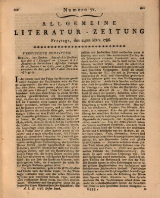 Allgemeine Literatur-Zeitung (Literarisches Zentralblatt für Deutschland) Freitag 24. März 1786