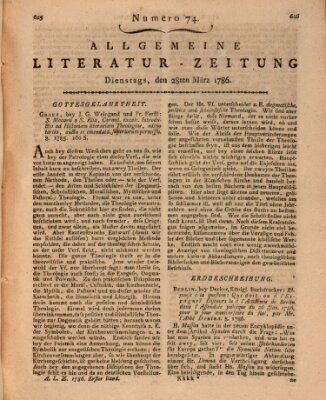 Allgemeine Literatur-Zeitung (Literarisches Zentralblatt für Deutschland) Dienstag 28. März 1786