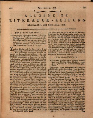 Allgemeine Literatur-Zeitung (Literarisches Zentralblatt für Deutschland) Mittwoch 29. März 1786