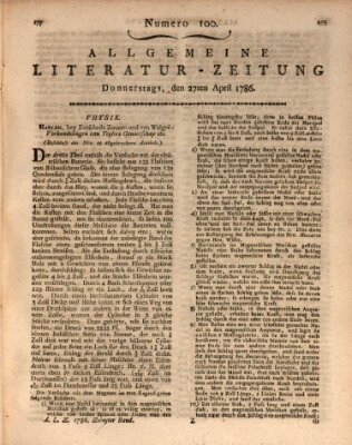 Allgemeine Literatur-Zeitung (Literarisches Zentralblatt für Deutschland) Donnerstag 27. April 1786