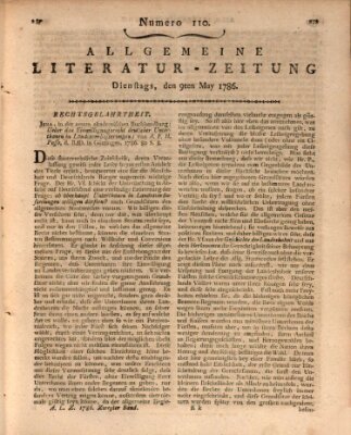 Allgemeine Literatur-Zeitung (Literarisches Zentralblatt für Deutschland) Dienstag 9. Mai 1786