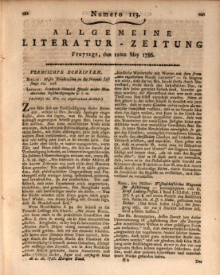 Allgemeine Literatur-Zeitung (Literarisches Zentralblatt für Deutschland) Freitag 12. Mai 1786