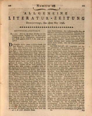 Allgemeine Literatur-Zeitung (Literarisches Zentralblatt für Deutschland) Donnerstag 18. Mai 1786