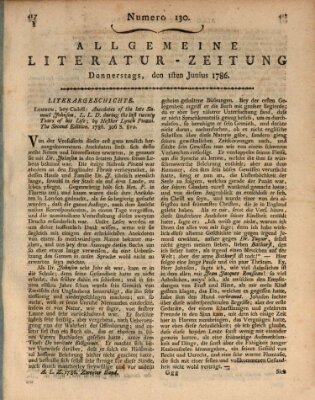 Allgemeine Literatur-Zeitung (Literarisches Zentralblatt für Deutschland) Donnerstag 1. Juni 1786