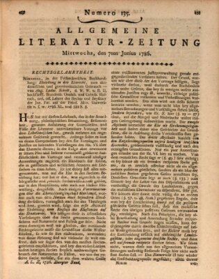 Allgemeine Literatur-Zeitung (Literarisches Zentralblatt für Deutschland) Mittwoch 7. Juni 1786