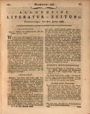 Allgemeine Literatur-Zeitung (Literarisches Zentralblatt für Deutschland) Donnerstag 8. Juni 1786