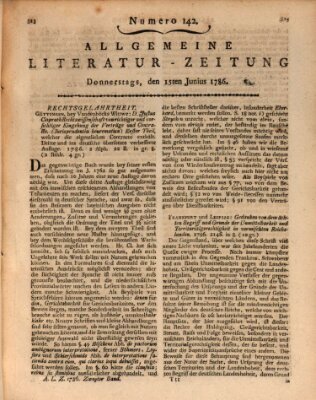 Allgemeine Literatur-Zeitung (Literarisches Zentralblatt für Deutschland) Donnerstag 15. Juni 1786