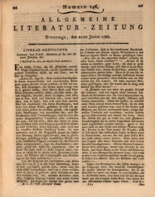 Allgemeine Literatur-Zeitung (Literarisches Zentralblatt für Deutschland) Dienstag 20. Juni 1786