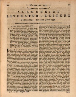 Allgemeine Literatur-Zeitung (Literarisches Zentralblatt für Deutschland) Donnerstag 22. Juni 1786