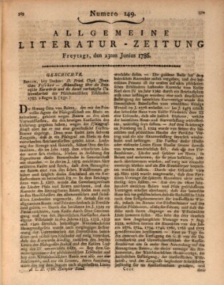 Allgemeine Literatur-Zeitung (Literarisches Zentralblatt für Deutschland) Freitag 23. Juni 1786