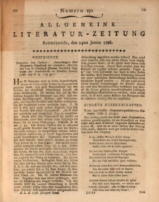 Allgemeine Literatur-Zeitung (Literarisches Zentralblatt für Deutschland) Samstag 24. Juni 1786