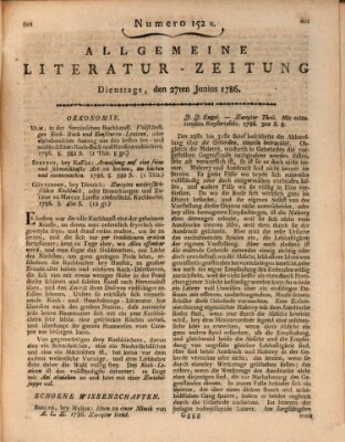 Allgemeine Literatur-Zeitung (Literarisches Zentralblatt für Deutschland) Dienstag 27. Juni 1786