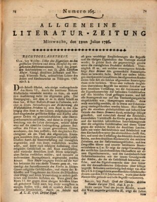 Allgemeine Literatur-Zeitung (Literarisches Zentralblatt für Deutschland) Mittwoch 12. Juli 1786