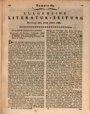 Allgemeine Literatur-Zeitung (Literarisches Zentralblatt für Deutschland) Montag 17. Juli 1786