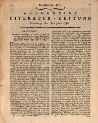 Allgemeine Literatur-Zeitung (Literarisches Zentralblatt für Deutschland) Dienstag 18. Juli 1786