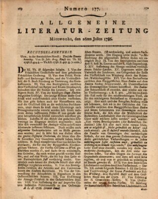 Allgemeine Literatur-Zeitung (Literarisches Zentralblatt für Deutschland) Mittwoch 26. Juli 1786