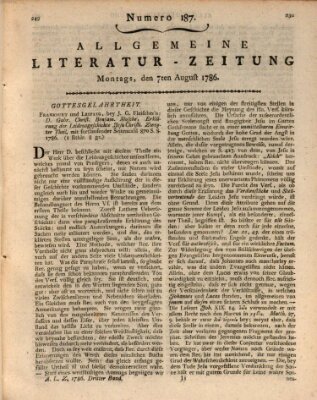 Allgemeine Literatur-Zeitung (Literarisches Zentralblatt für Deutschland) Montag 7. August 1786