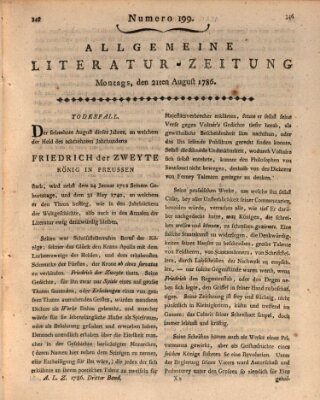 Allgemeine Literatur-Zeitung (Literarisches Zentralblatt für Deutschland) Montag 21. August 1786