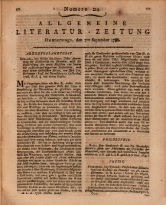 Allgemeine Literatur-Zeitung (Literarisches Zentralblatt für Deutschland) Donnerstag 7. September 1786