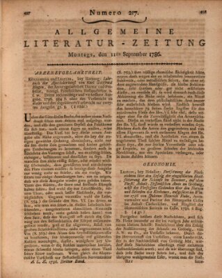 Allgemeine Literatur-Zeitung (Literarisches Zentralblatt für Deutschland) Montag 11. September 1786