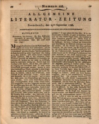 Allgemeine Literatur-Zeitung (Literarisches Zentralblatt für Deutschland) Samstag 23. September 1786