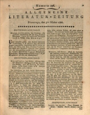 Allgemeine Literatur-Zeitung (Literarisches Zentralblatt für Deutschland) Dienstag 3. Oktober 1786