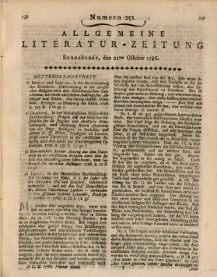 Allgemeine Literatur-Zeitung (Literarisches Zentralblatt für Deutschland) Samstag 21. Oktober 1786