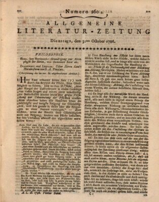 Allgemeine Literatur-Zeitung (Literarisches Zentralblatt für Deutschland) Dienstag 31. Oktober 1786