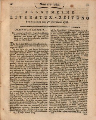 Allgemeine Literatur-Zeitung (Literarisches Zentralblatt für Deutschland) Samstag 4. November 1786