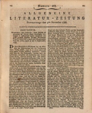 Allgemeine Literatur-Zeitung (Literarisches Zentralblatt für Deutschland) Donnerstag 9. November 1786