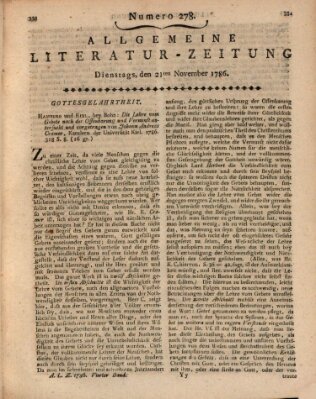 Allgemeine Literatur-Zeitung (Literarisches Zentralblatt für Deutschland) Dienstag 21. November 1786