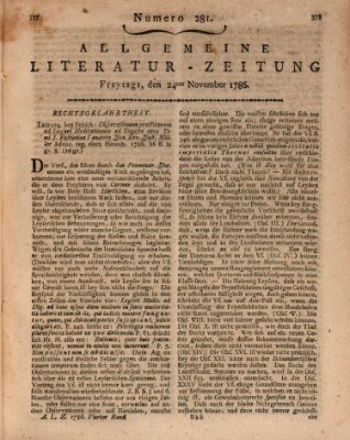 Allgemeine Literatur-Zeitung (Literarisches Zentralblatt für Deutschland) Freitag 24. November 1786