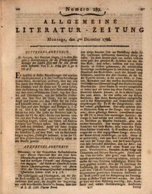 Allgemeine Literatur-Zeitung (Literarisches Zentralblatt für Deutschland) Montag 4. Dezember 1786