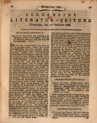 Allgemeine Literatur-Zeitung (Literarisches Zentralblatt für Deutschland) Dienstag 5. Dezember 1786